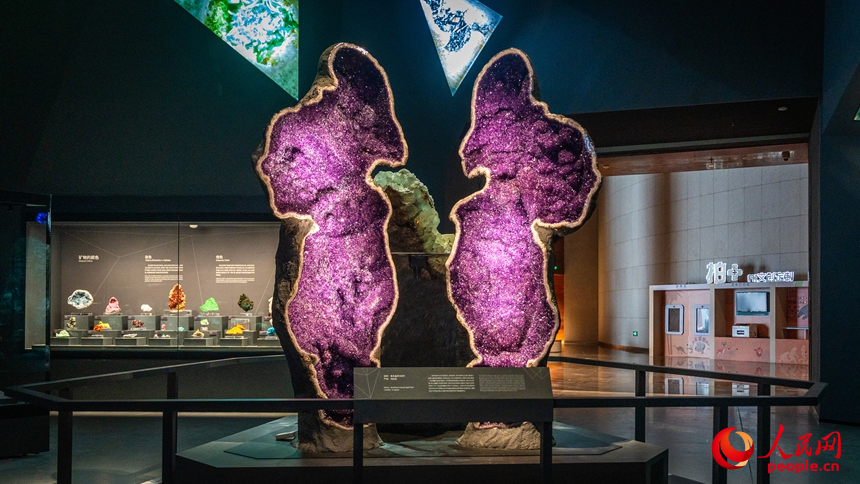 深圳自然博物馆展出紫水晶标本。人民网记者 王星摄